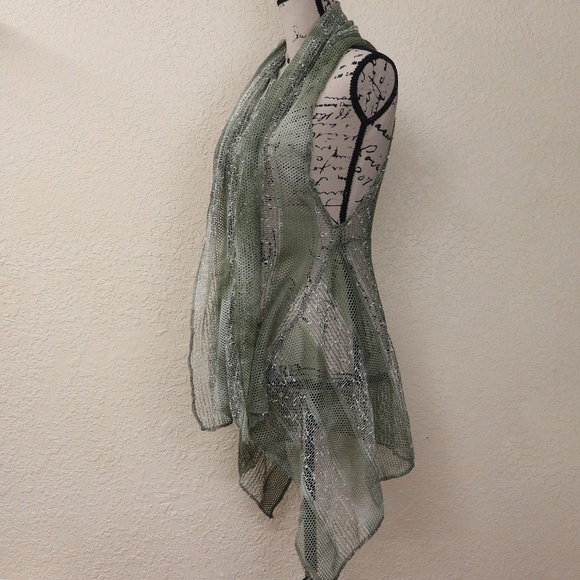 Kaktus Jackets & Blazers - NWT Kaktus Sheer Lace Vest Olive Cream Size L
